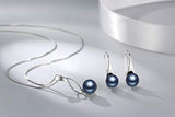 Sterling Silver Freshwater Cultured Pearl Jewelry Necklace Earrings Set for Women (White Pearl Or Black Pearl)