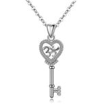  Silver  key&heart Necklace Pendant 