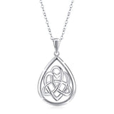 Silver Irish Celtic Knot Necklace Water Drop Pendant 