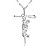 silver Blessed Cross Necklace Religious