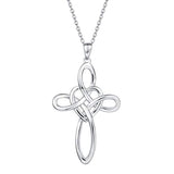 Silver Celtic Knot Cross  Infinity Ribbon Heart Pendant Necklace