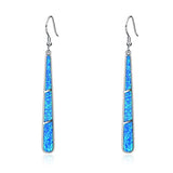  Silver Blue Opal Dangle Drop Earrings