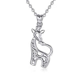 Silver Memory Giraffe  Necklace Animals Jewelry 