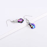 Sterling Silver Teardrop Flower Dangle Drop Earrings with Swarovski Crystals Fine Jewelry Gift for Women Girls