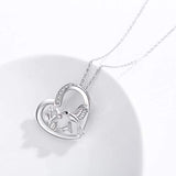 S925 Sterling Silver Heart Hummingbird Pendant Necklace with Flowers Bird Animal Jewelry Gift for Women