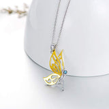 Sterling Silver Butterfly  Fairy Shape Necklace for Women Girls Funny Animals Jewelry