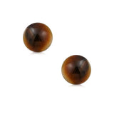 Simple Gemstone Ball Stud Earrings For Women For Teen 14K Real Yellow Gold