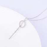 925 Sterling Silver  Circle Bar Pendant Lariat Y Necklaces Chain