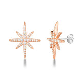 Silver Star Stud Earrings Stunning North Star Cubic Zirconia Earrings