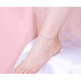S925 Sterling Silver Anklet for Women Girl Heart Charm Adjustable Foot Anklet  Jewelry Birthday Gift