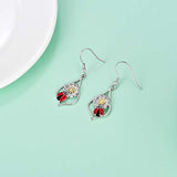S925 Sterling Silver Dangle Drop Ladybug daisy Earrings Jewelry Gifts for Women Girls Birthday
