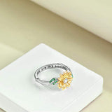 You Are My Sunshine Sterling Silver Sunflower Cubic Zirconia Rings Gifts For Women