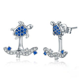Animal turtle stud earrings with Blue&White CZ