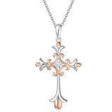 Silver  Infinity Cross Pendant Necklace CZ Fine Jewelry 