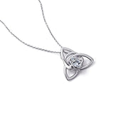 925 Sterling Silver Good Luck Irish Claddagh Celtic Knot Love Heart Pendant Necklace for Women Girls Ladies Birthday Gift, 18