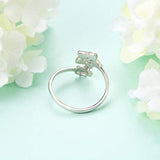 S925 Sterling Silver Adjustable Ladybug and Flowers Rings Jewelry Gift for Women