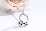 Penguin Animal Necklace 925 Sterling Silver Penguin Animal Jewelry Heart Pendant Necklace for Women/Girlfriend Teens Gift
