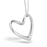Floating Open Heart Pendant Necklace For Women For Girlfriend 925 Sterling Silver With Chain
