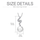 925 Sterling Silver Pearl Drop Necklace with Cubic Zirconia Single White Pearl Pendant Necklace for Women