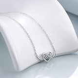 Heart knot choker necklace Sterling Silver Dainty Choker Pendant Necklace Jewelry Gifts for Women Girls