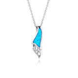 Blue Opal Angle wing Dainty Delicate Necklace