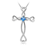  Silver Cross Pendant Heart Necklace