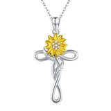  Silver Sunflower Necklace Infinity Cubic Zirconia Pendant 
