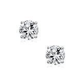 Round Cubic Zirconia AAA CZ Brilliant Cut Solitaire Magnetic Clip On Stud Earrings Sterling Silver