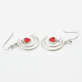 Japanese And Korean Version Of S925 Hollow Moon Earrings Temperament Personality Fashion Red Love Heart Shape