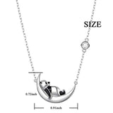 925 Sterling Silver Cute Panda Animal Moon Pendant Necklace For Women Birthday Jewelry Gifts