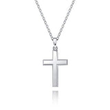Silver Shiny Cross Pendant Long Necklace 