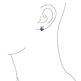 Heart Shape Crown Blue Purple Rainbow Cubic Zirconia CZ Stud Earrings For Women 925 Sterling Silver