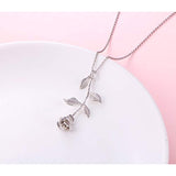 S925 Sterling Silver Rose Flower Pendant Necklace Jewelry for Women