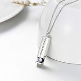 Sterling Silver Heart Urn Necklace for Ashes Cremation Keepsake 3D Bar Pendant Necklace for Women