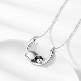 Sterling Silver Cute Penguin On Moon Necklace Pendant For Women