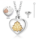 Lotus flower Keepsake Heart Locket Necklace Pendant 