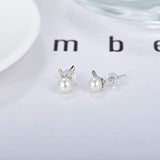 6-7mm Freshwater Pearl Rabbit Earrings for Women 925 Sterling Silver Bunny Button Stud Earrings Jewelry Gifts for Teen Girls Birthday