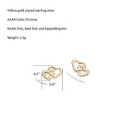 925 Sterling Silver  Cubic Zirconia CZ Love Heart Stud Earrings Cute Trendy Jewelry Gift for Women Girls, Size 0.4