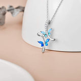 Sterling Silver Butterfly Necklace Heart Pendant Forever in My Heart Necklace for Women Girls Friends
