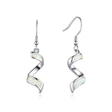 Silver Opal Dangle Drop Earrings