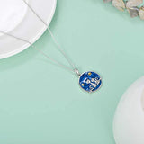 Cat Necklace 925 Sterling Silver Double Cute Cat Pendant Star Blue Sky Jewelry Cat Gifts for Women