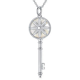 Silver Mother of Pearl Key Pendant Necklace