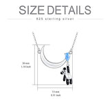 925 Sterling Silver Cute Panda on the Moon Pendant Necklace for Women, Christmas Birthday Gifts for Daughter