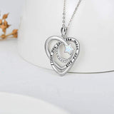 “ I Love You to the Moon and Back” Heart Opal Necklace for Women, 925 Sterling Silver Moon Star Pendants for Girlfriend Wife Mother Sister Necklaces Jewelry for Gift