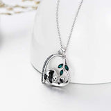 Silver Heart Pendant with Green Swarovski Crystals