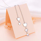 Long Chain multiple heart Necklace Simple Style 925 Sterling Silver Pendant Adjustable Y Shaped Necklace Jewelry