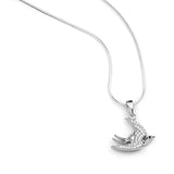 925 Sterling Silver Cubic Zirconia CZ Dove Birds Peace Love Symbol Pendant Necklace