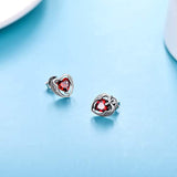 Angel Wing Heart Earrings 925 Sterling Silver Cubic Zirconia Love Hearts Stud Earrings for Mothers Day Gifts (Nickel Free)