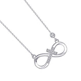 925 Sterling Silver White Gold-Plated Cubic Zirconia Infinity Love Pendant Necklace