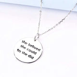 925 Sterling Silver She Believed She Could So She Did Inspirational Messages Pendant Necklace